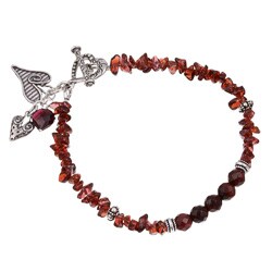 Charming Life Garnet Chip and Heart Charm Bracelet