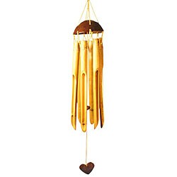 Handmade Bamboo and Coconut Heart Wind Chime (Thailand)