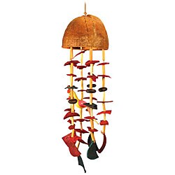 Handmade Tropical Bird Bamboo and Coconut Wind Chime (Thailand)