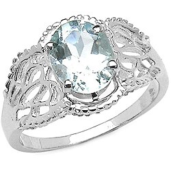 Sterling Silver Oval-cut Aquamarine Ring (1.45 mm)
