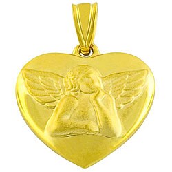 14k Yellow Gold Angel Heart Charm