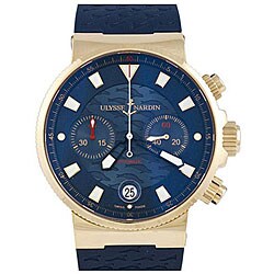 Ulysse Nardin Men's Marine Blue Seal 18k Rose Gold Chronograph Watch