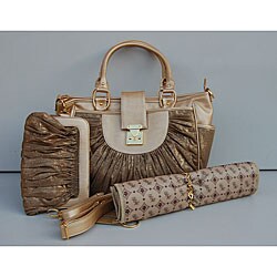 Mia Belle Baby Gold Canvas Diaper Bag