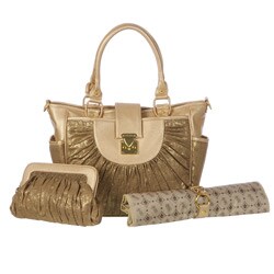 Mia Belle Baby Gold Canvas Diaper Bag
