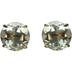 10k Yellow Gold 8-mm Green Amethyst Stud Earrings