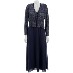 Patra Ltd Women's Glitter Knit Jacketed Chiffon Dress