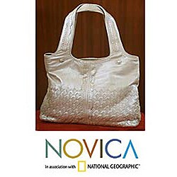 Leather 'Grandeur' Tote Handbag (India)