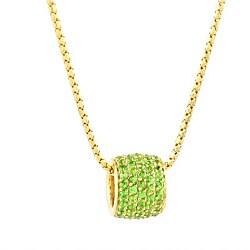 14k Yellow Gold Tsavorite Barrel Necklace