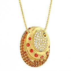 14k Yellow Gold Orange Sapphire, Spessartite and 3/5ct TDW Diamond Necklace (H-I, I1)