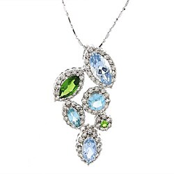 14k White Gold Multi-gemstone and 3/4ct TDW Diamond Necklace (H-I, I1)