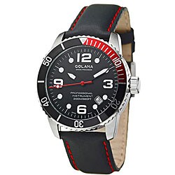 Golana Swiss Men's 'Aqua Pro 200' Steel Case Leather Strap Watch
