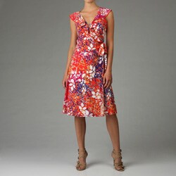 Jones New York Women's Confetti Leaf Print Wrap Dress