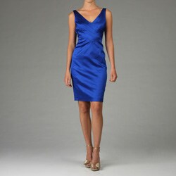 Jones New York Women's Blue Stretch Satin Sheath Dress