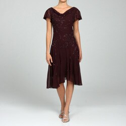 J Kara Women's Beaded Flutter-sleeve Special Occasion Dress