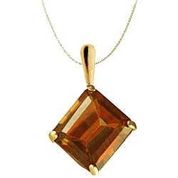 10k Yellow Gold Square Bodacious Reflection Topaz Necklace