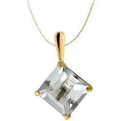 10k Yellow Gold Basket-set Square White Topaz Necklace