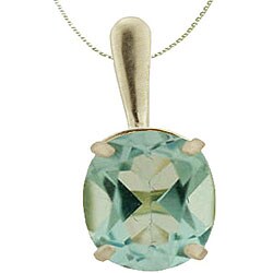 10k White Gold 8-mm Round Aquamarine Necklace