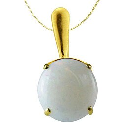 10k Yellow Gold Round Opal Necklace
