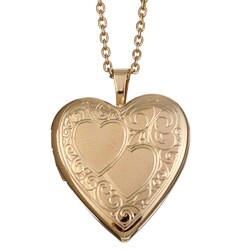Goldplated Brass 'Sweethearts' Engraved 20mm Heart Locket Necklace
