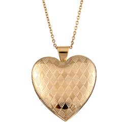 Goldplated Brass Diamond Design 25-mm Heart Locket Necklace