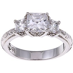 Tacori IV Sterling Silver Princess-cut Cubic Zirconia 3-stone Ring