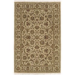 Hand-knotted Shiraz Beige Wool Rug (5'10 Square)