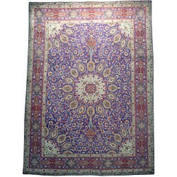Persian Hand-knotted Tabriz Navy Wool Rug (10' x 13'5)