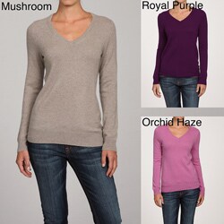Oliver & James Women's V-neck Long Sleeve Cashmere Sweater