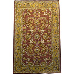 Indo Hand-tufted Kashan Rust Wool Rug (5' x 8')
