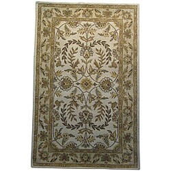 Indo Hand-tufted Kashan Beige Wool Rug (5' x 8')