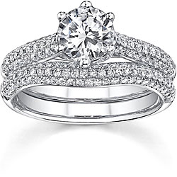 18k White Gold 1 5/8ct TDW Diamond Bridal Ring Set (H-I, SI1-SI3)