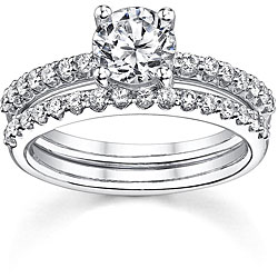 18k White Gold 1 1/2ct TDW Diamond Bridal Ring Set (H-I, SI1-SI3)