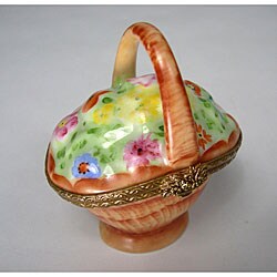 Limoges Hand-painted Porcelain Floral Basket Box