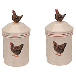 Rustic Hen Canisters (Set of 2)