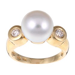 14k Gold South Sea Pearl and 1/3ct TDW Diamond Ring (I, I1) (10.5 mm)