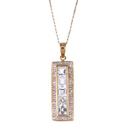 14k Yellow Gold Aquamarine and Diamond Necklace (I, I3)