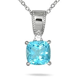 Sterling Silver Blue Topaz and White Sapphire Necklace