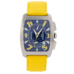 Locman Men's Tonneau Titanium Blue/ Yellow Watch