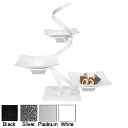 Gourmet Display Ribbon Tier with Porcelain Square Bowls