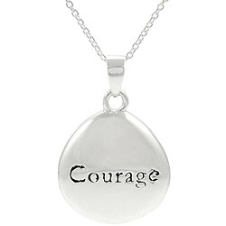 Sterling Silver Engraved 'Courage' Charm Necklace