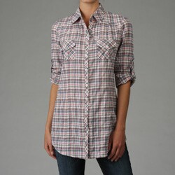 Cielo Women's Sky Pink Plaid Button-front Shirt