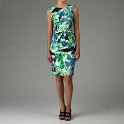 Calvin Klein Women's Green Print Belted Sheath Dress
