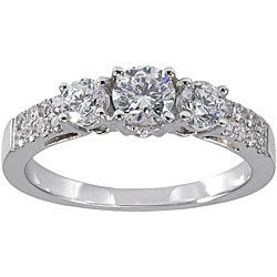 14k White Gold 1ct TDW Three-stone Diamond Anniversary Ring (H-I, I1-I2)