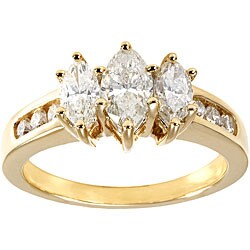 14k Yellow Gold 1 1/2ct TDW Diamond 3-stone Anniversary Ring (H-I, I2)