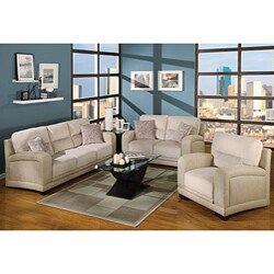 Debra Cream Microfiber Sofa Set