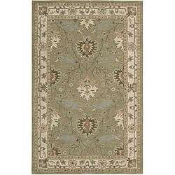 Hand-tufted India House Green Wool Rug (5' x 8')