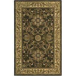 Hand-tufted India House Green Floral Wool Rug (5' x 8')