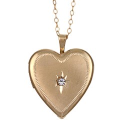 14k Goldfill Cubic Zirconia 20-mm Heart Locket Necklace