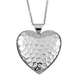 Silvertone Hammered 25-mm Heart Locket Necklace
