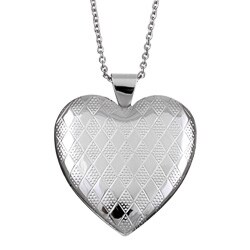 Silvertone 'Diamond' 25-mm Heart Locket Necklace